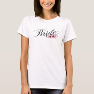 Simple Bride Floral Calligraphy T-Shirt