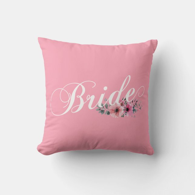 Simple Bride Floral Calligraphy | Throw Pillow (Front)