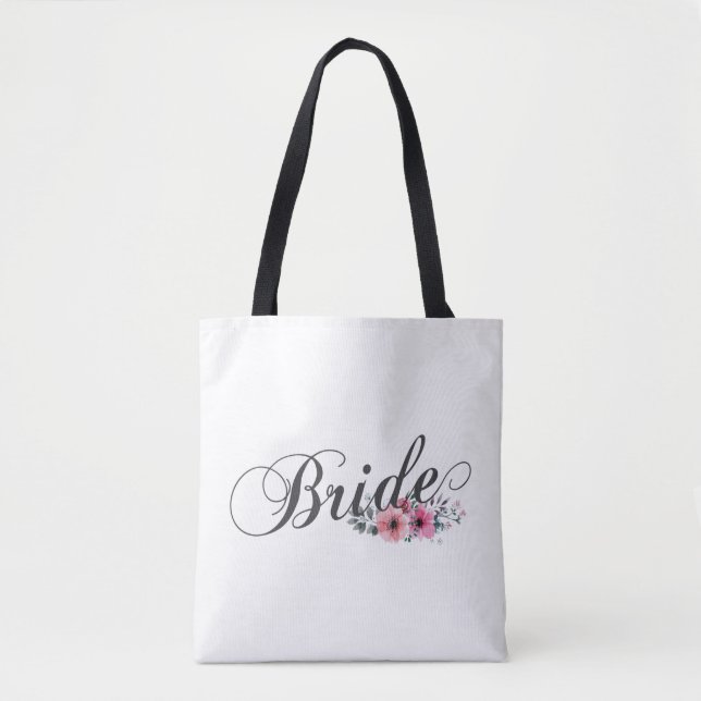 Simple Bride Floral Calligraphy | Tote Bag (Front)