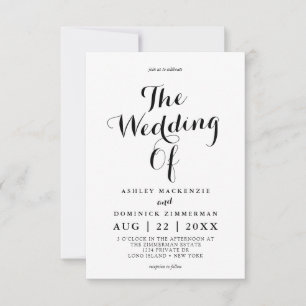 Simple Bride & Groom Calligraphy Wedding Invitation