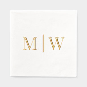 Simple Bride Groom Wedding 2 Initial Monogram VS Foil Napkins