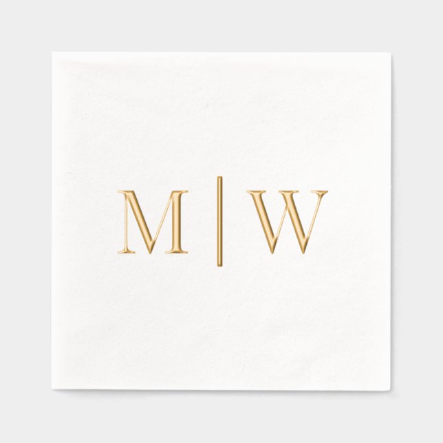 Simple Bride Groom Wedding 2 Initial Monogram VS Foil Napkins (Front)
