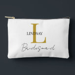 Simple Bridesmaid gift monogram, name  Accessory Pouch<br><div class="desc">Celebrate your bridesmaids with our chic Personalised Bridesmaid Accessory Pouch! This sleek pouch can be customised with their monogram and name, making it a thoughtful and unique gift they'll cherish long after your special day. Perfect for holding makeup, jewellery, or small essentials, this pouch is both practical and stylish. Show...</div>