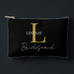 Simple Bridesmaid gift monogram, name  Accessory Pouch<br><div class="desc">Celebrate your bridesmaids with our chic Personalised Bridesmaid Accessory Pouch! This sleek pouch can be customised with their monogram and name, making it a thoughtful and unique gift they'll cherish long after your special day. Perfect for holding makeup, jewellery, or small essentials, this pouch is both practical and stylish. Show...</div>