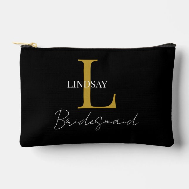 Simple Bridesmaid gift monogram, name  Accessory Pouch (Front)
