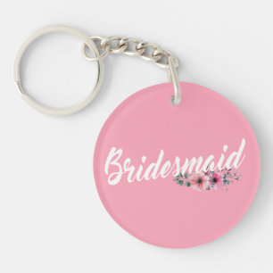 Simple Bridesmaid Wedding Calligraphy Keychain
