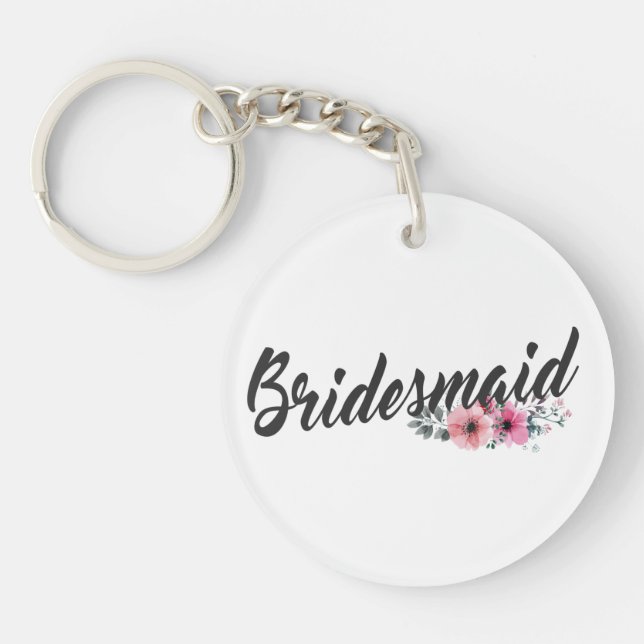 Simple Bridesmaid Wedding Calligraphy | Keychain (Front)