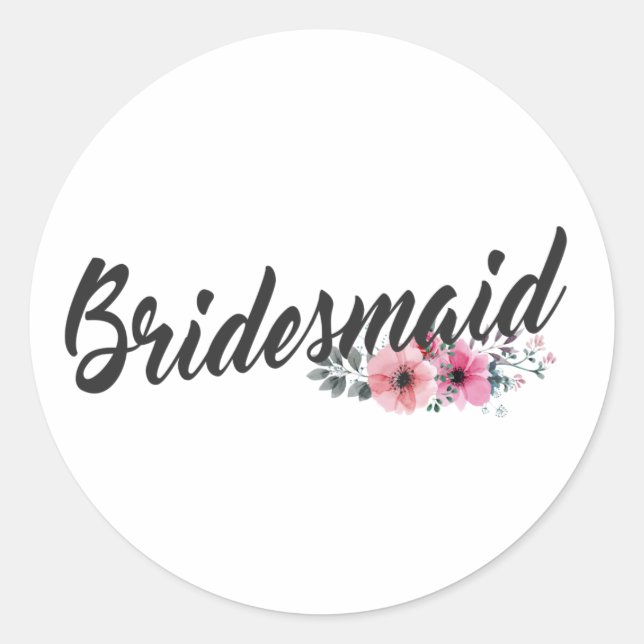 Simple Bridesmaid Wedding Calligraphy | Sticker (Front)
