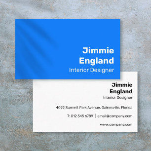 Simple Bright Blue Bold Modern Vibrant Business Card