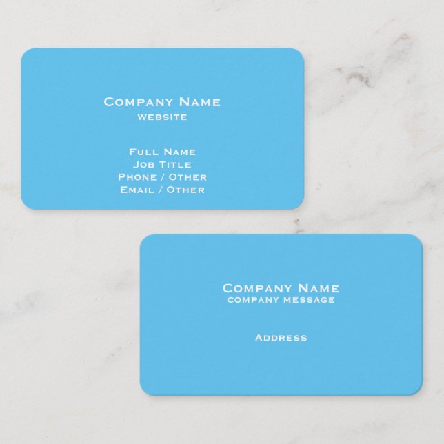 Simple Bright Blue Business Card (Front/Back)