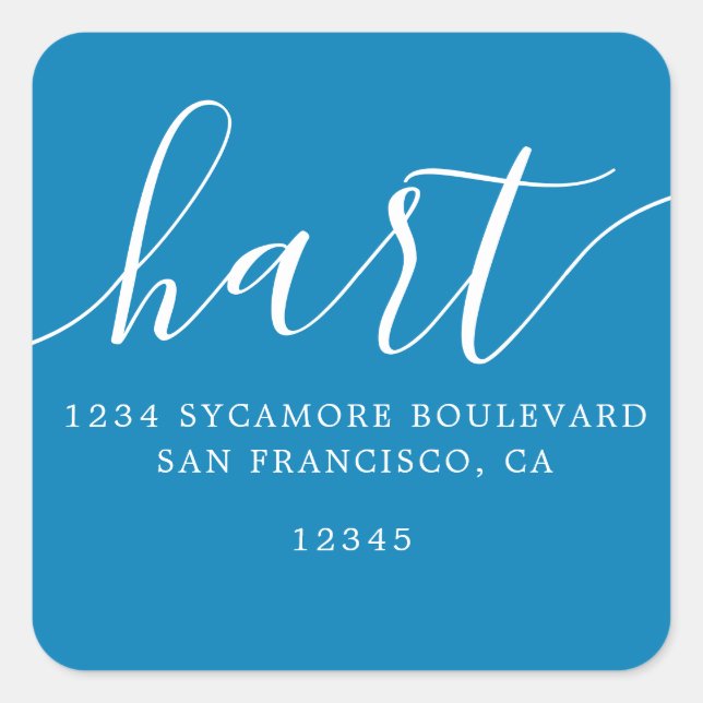 Simple Bright Blue Family Return Address Label (Front)