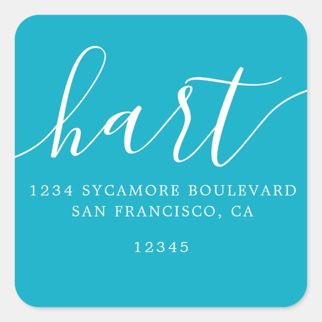 Simple Bright Blue Family Return Address Label (Front)