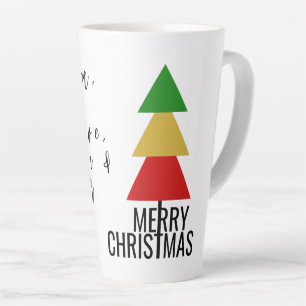 SIMPLE BRIGHT COLOR XMAS TREE WITH SCRIPT TEXT LATTE MUG