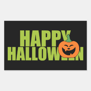 Simple Bright Green Happy Halloween   Pumpkins Rectangular Sticker