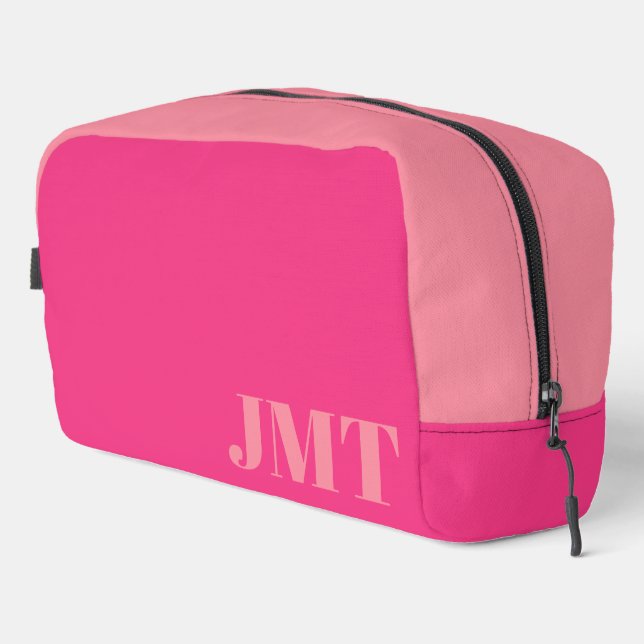 Simple Bright Pink and Pale Pink with Monogram Dopp Kit (Right Corner)