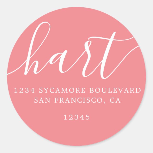 Simple Bright Pink Family Return Address Label (Front)