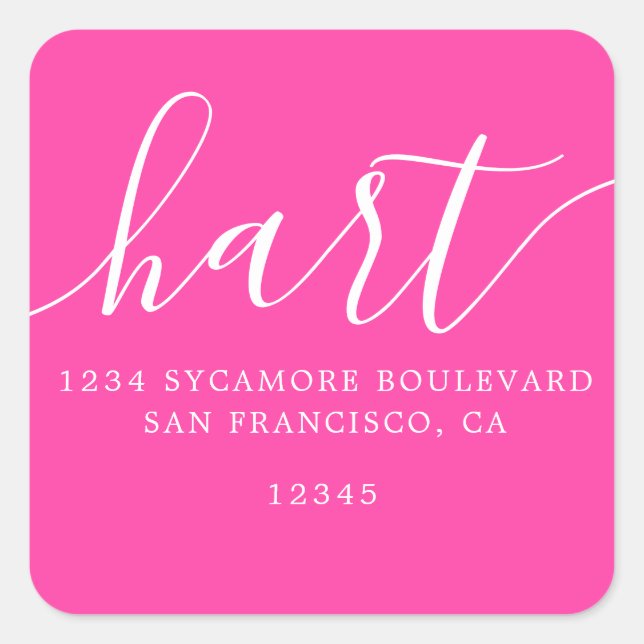 Simple Bright Pink Family Return Address Label (Front)