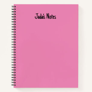 Simple Bright Pink Personal Name Writing Notebook