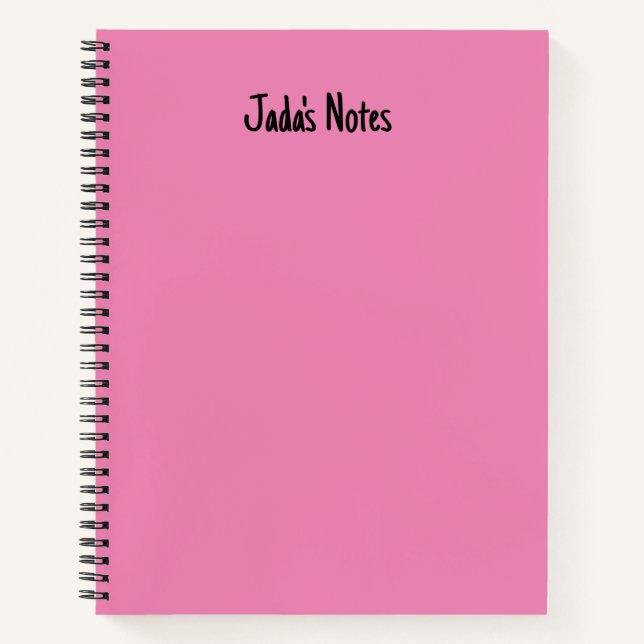 Simple Bright Pink Personal Name Writing Notebook (Front)