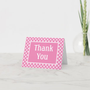 Simple Bright Pink Polka-Dotted Thank You Card