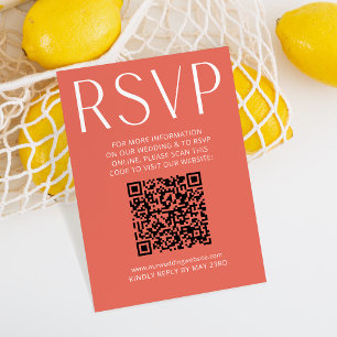 Simple Bright Pink Wedding RSVP Online QR Code Card
