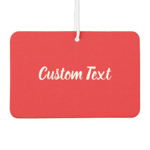 Simple Bright Red and White Script Text Template Car Air Freshener