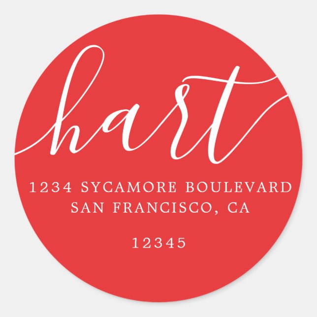 Simple Bright Red Family Return Address Label (Front)