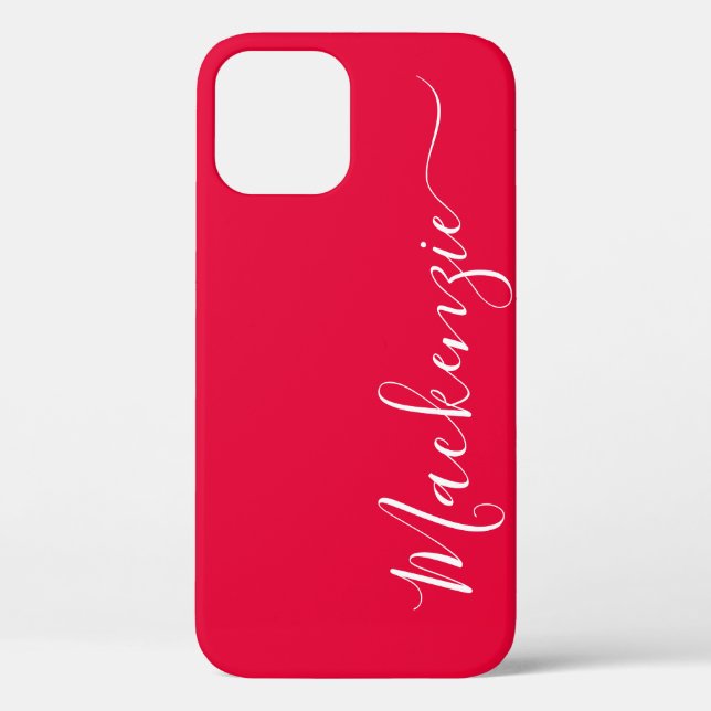 Simple Bright Vibrant Girly Pink Calligraphy Name Case-Mate iPhone Case (Back)