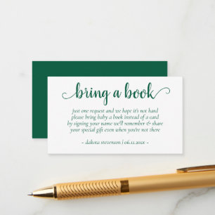 Simple Bring a Book Neon Green Shower Request Enclosure Card