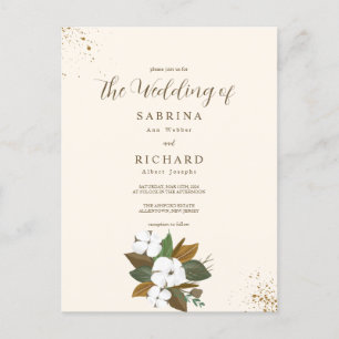 Simple Brown And Cream Floral Wedding Postcard