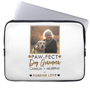 Simple Brown & Black Text Dog Grandma Photo Laptop Sleeve