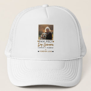 Simple Brown & Black Text Dog Grandma Photo Trucker Hat