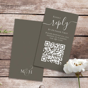 Simple Brown Calligraphy Reply Script QR Code Enclosure Card