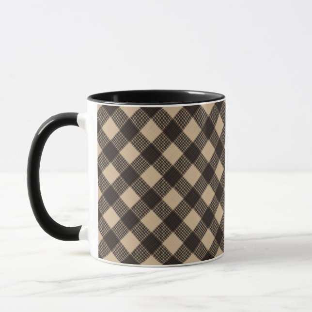 Simple brown check mug (Left)
