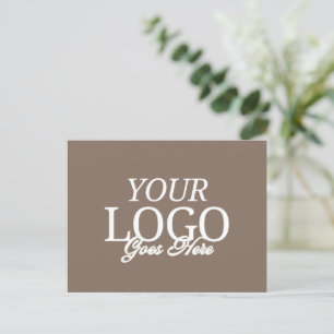Simple Brown Company Logo With QR Code Business Postcard