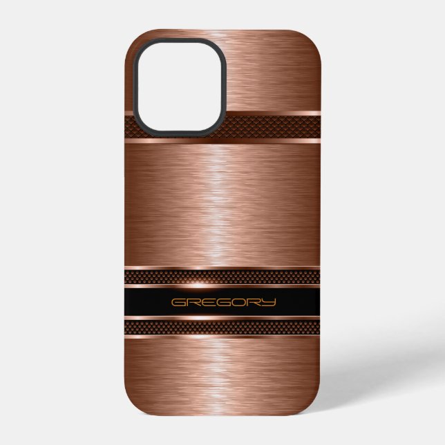 Simple Brown Copper Tones Metallic Look iPhone Case (Back)