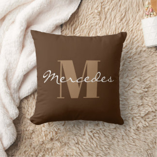 Simple Brown Custom Personalised Calligraphy Name Cushion