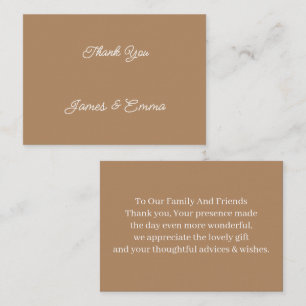 Simple Brown Customised Wedding Thank You Card