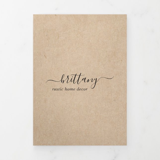 Simple Brown Elegant Rustic Trifold Brochure (Cover)