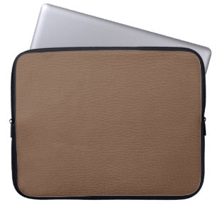 Simple Brown Faux Leather Look Monogram Laptop Sleeve