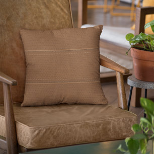 Simple Brown Faux Leather Look Pattern Cushion