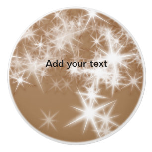 Simple brown glitter sparkle stars add your text ceramic knob