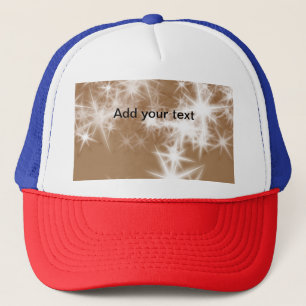 Simple brown glitter sparkle stars add your text   trucker hat