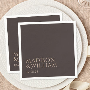 Simple Brown Modern Chic Wedding Napkin