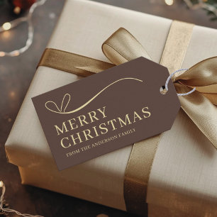 Simple brown modern Merry Christmas Gift Tags
