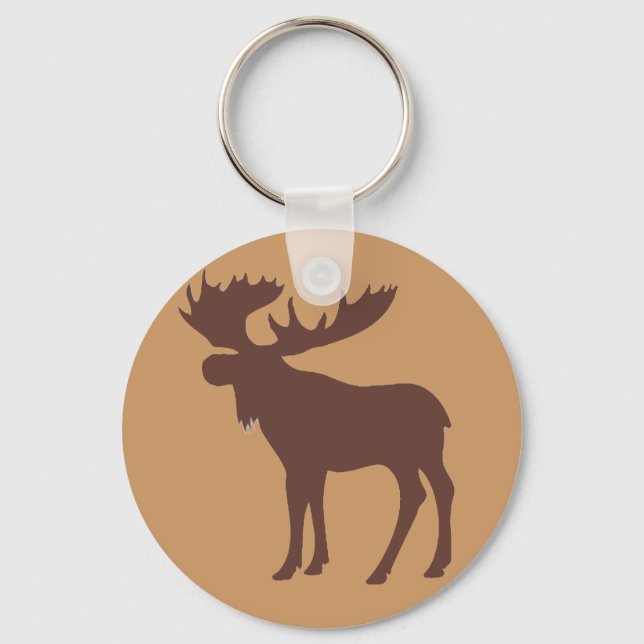 Simple brown moose symbol key ring (Front)
