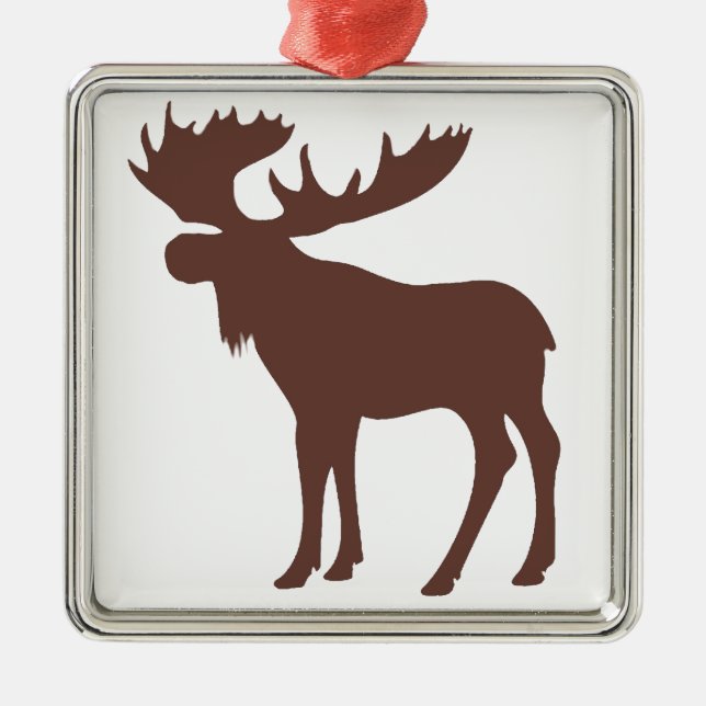 Simple brown moose symbol square ornament (Front)