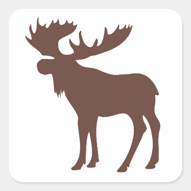 Simple brown moose symbol square sticker (Front)
