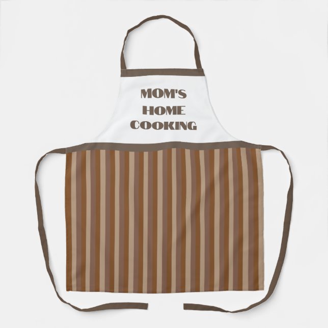 Simple Brown Stripe Mum's Home Cooking Apron (Front)