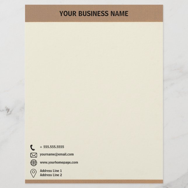 Simple Brown Texture Border Corporate Custom Letterhead (Front)